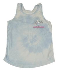 Bílo-světlemodrý top s potiskem