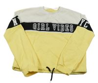 Žluto-bílo-černá crop mikina s nápisem C&A