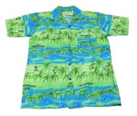 Modro-zelená košile s palmami 