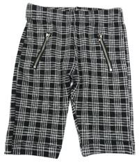 Černo-bílé kostkované úpletové kraťasy s zipy F&F