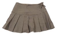Hnědo-černá kostičkovaná skládaná sukně Primark