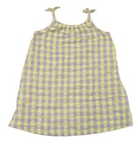 Žluto-lila kostkované krepové šaty Nutmeg