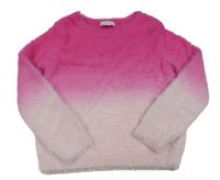 Růžovo-bílý ombré chlupatý svetr Primark