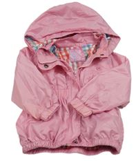 Růžová šusťáková podzimní parka s kapucí 