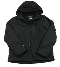 Černá šusťáková zateplená bunda s kapucí Primark