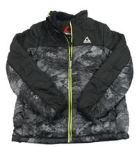 Šedá vzorovaná šusťáková zimní bunda s logem Garry