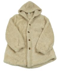 Béžový kožešinový kabát s kapucí Shein