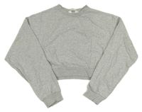 Světlešedá melírovaná crop mikina H&M