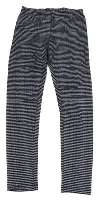 Tmavomodro-stříbrné pruhované legíny Yigga