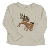 Smetanové triko s jednorožcem z flitrů C&A