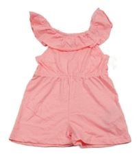 Neonově růžový kraťasový overal s volánkem Kiki&Koko