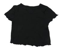 Černé žebrované crop tričko George