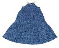 Tmavomodro-žluté květované šaty Okaidi