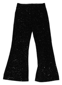 Černé sametové třpytivé flare legíny F&F