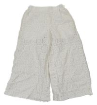Bílé krajkové culottes kalhoty 