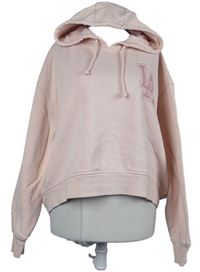 Dámská světlerůžová oversized mikina s logem a kapucí Primark 
