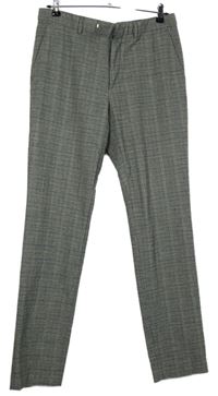 Pánské černo-modré kostkované chino kalhoty River Island vel. 32L