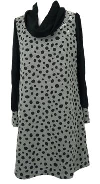 Dámské černo-bílé vzorované pletené šaty s komínovým límcem Libra