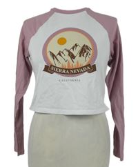 Dámské bílo-růžové crop triko s potiskem Primark 