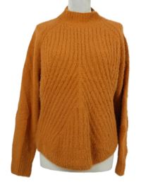 Dámský oranžový žebrovaný chlupatý svetr Gallery 