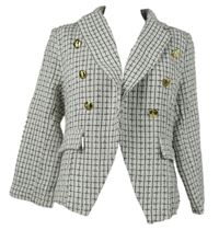 Dámský černo-bílý kostkovaný blejzr s gombíky 