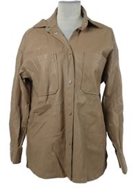 Dámská hnědá koženková košilová bunda Primark 