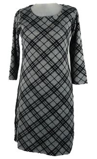 Dámské šedo-černé kostkované pletené šaty Gina 