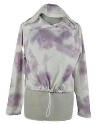 Dámská lila-bílá batikovaná crop mikina s kapucí