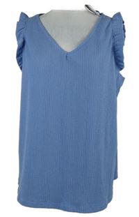 Nové - Dámská světlemodrá strukturovaná halenka s volánky TU