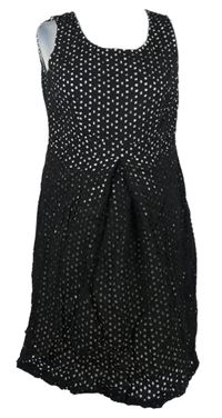 Dámské černo-smetanové madeirové plátěné šaty TU