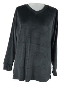 Dámské tmavošedé plyšové pyžamové triko 