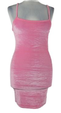 Dámské růžové sametové minišaty 