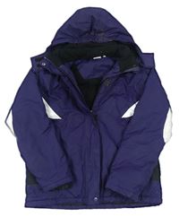Tmavomodro-černo-fialová šusťáková zimní lyžařská bunda s kapucí Alive