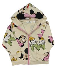 Béžová propínací mikina s Mickey Mousem a přátely a kapucí H&M