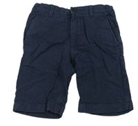Tmavomodré puntíkaté plátěné chino kraťasy H&M