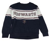 Tmavomodro-bílá mikina s nápisem Harry Potter 