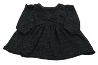 Černé třpytivé teplákové šaty s mašlí F&F