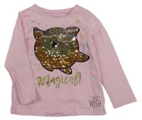 Světlerůžové triko s obrázkem z flitrů Disney