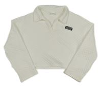 Bílá károvaná crop mikina s nášivkou Shein