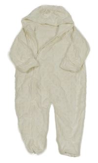 Bílá minky podšitá kombinéza s kapucí George