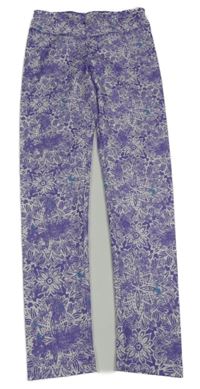 Fialové květinové sportovní legíny Pocopiano