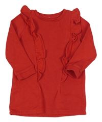 Červené teplákové šaty s volánkem F&F