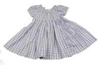 Fialovo-bílé kostkované plátěné šaty 