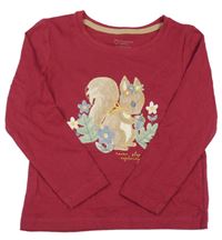 Vínové triko s veverkou Primark