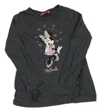 Tmavošedé triko s Minnie a volánky Disney