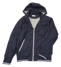 Tmavomodrá šusťáková podzimní bunda s kapucí H&M