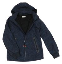 Černo-modrá vzorovaná softshellová bunda s kapucí H&M