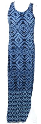 Dámské tmavomodro-modré batikované dlouhé šaty Artisanny