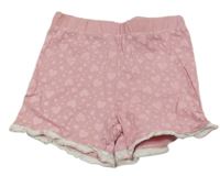 Růžové bavlněné kraťasy se srdíčky a s volánkem Paco piano