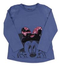Modré triko s Minnie z flitrů Disney 